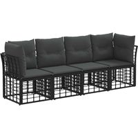 vidaXL Outdoor Sofa Set Black Poly Rattan