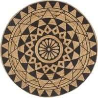 vidaXL Handmade Rug Jute with Black Print 120 cm