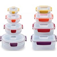 Nest Lock™ Joseph Joseph Set di 8 contenitori per alimenti misti multicolore, ideali per conservare e trasportare gli alimenti, ermetici, impilabili, adatti al microonde e al congelatore.