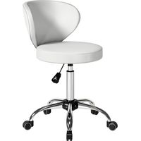 Tabouret à roulettes. tabouret de massage en PU avec hauteur réglable 73-88 cm et dossier. pivotant 360°. blanc