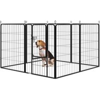 Parc à jeux modulable et luxueux en acier revêtu d'époxy avec porte verrouillable pour chiens, lapins, rongeurs et petits animaux, pour une utilisation intérieure et extérieure, 80 x 100 cm, noir