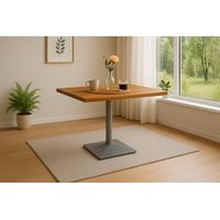 Bistrotisch Baumkante massiv 80 x 60 cm Akazie natur silber Säulengestell INES