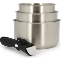 Set 3 casseroles avec poignée en acier inoxydable, IRIS