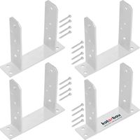 KOTARBAU® 4 Pièces Support Poteau Bois - à Visser - TT - Acier Galvanisé - 140 mm - Argent - Pied de Poteau - Fixation Robuste - Embase