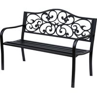 Outsunny – Banc de jardin 3 places en métal époxy anticorrosion – Dimensions 127x60x89cm – Confort d'assise ergonomique – Charge max 240Kg