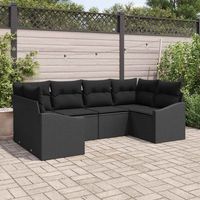 vidaXL Ensemble de canapé de jardin avec stockage 6 pcs Noir polyrotin