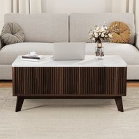 JOOKGBD–Höhenverstellbarer Couchtisch 105x53x42 cm,klappbare Tischplatte,Arbeitsplatz,verstecktes Staufach,skandinavisches Design,Massivholz,Nussbaum,für Wohnzimmer,Büro,Apartment