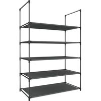 Étagère à chaussures en métal argenté à 5 niveaux, 60 x 30 x 90 cm, 7house