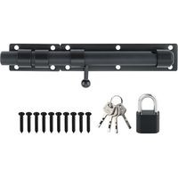 Loquet Porte Exterieur Verrou Porte Coulissante avec Cadenas et 4 Clés, Verrou Portail Robuste en Acier Inoxydable, 230MM Longueur, Noir Mat, EMST8100-B