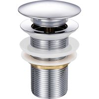 Todot – Bonde de lavabo pop-up sans trop-plein – Vidage clapet push open – Chromé 1-1/4' – Installation facile avec joints inclus