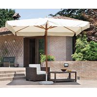 Ombrellone da giardino rettangolare 3x4 mt palo centrale in legno, serie delux Ecrù
