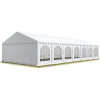 TOOLPORT Festzelt Partyzelt 6x14 m PREMIUM, hochwertige PVC Plane 750 N in weiß 100% wasserdicht mit Bodenrahmen