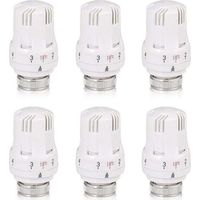 Robinet thermostatique pour radiateur – Kit 6 pièces avec tête M30×1,5, idéal bureau & maison, compatible tous systèmes chauffage
