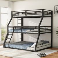 lit superposé triple métal 90x200 120x200 140x200 lit fer enfants adolescents adultes structure robuste noir sans matelas