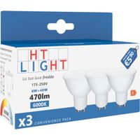 Alca power gu10 6w 175-250v 470lm 6000k lampadina dicroica led box da 3pz