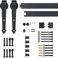 Kit Porta Scorrevole Stile Rustico Nero Binario 200cm Rotelle