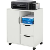 Sobuy – Support imprimante mobile FBT105W – Rangement bureau avec 2 tiroirs et 1 porte – Dimensions 60x35x70cm – Capacité 50kg