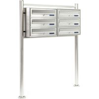 Bloc 6 boites aux lettres sur pied 2x3 compartiments superposés acier inoxydable