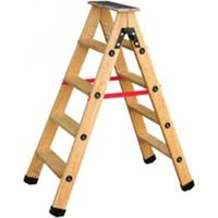 – Escabeau Bois 2 Plans (platrier) 4 Marches + Tablette Et Sangles H:107cm - Outifrance