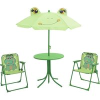Ensemble Table + 2 Chaises de bistro avec parasol pour enfants - Table à manger avec Chaises Vert BV515533 - BonneVie