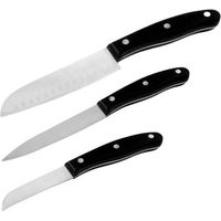 Lote de 3 cuchillos de cocina NIROSTA FIT 20/22/26 cm acero inoxidable mangos ergonómicos de POM negro
