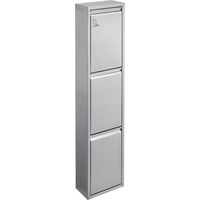 Svita – Poubelle verticale tri sélectif 45L en inox – 3 compartiments – Fixation murale – Seaux intérieurs avec poignées – Argenté