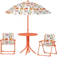 Tavolo da Picnic per Bambini con Ombrellone Arancione 130x70x50 cm