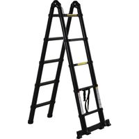 DURHAND Scala Multifunzione Pieghevole da 10 Gradini in Alluminio e Metallo Nero