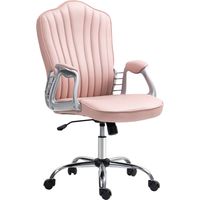 Silla de Escritorio Giratoria con Altura Ajustable Reposabrazos Respaldo Curvado FunciĂłn de Basculante Rosa