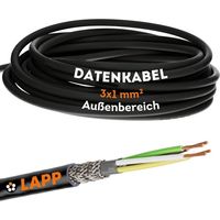 10 Meter Lapp 1030541 LiYCY geschirmte Steuerleitung 3x1 mm² I UV-resistent I Signalkabel 3 adrig I Datenkabel für Außenbereich I Lötkabel I Verbindungsleitung LED I Anschlussleitung schwarz
