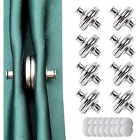 8 Paires Aimant pour Rideaux,Aimants Bouton De Rideau,Attaches Magnétiques pour Rideaux pour Rideaux de Douche, Rideaux (Argenté)