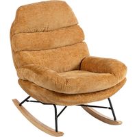 Chaise à bascule rembourrée – Pieds acier et bois, jaune
