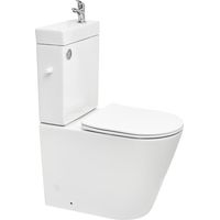 Brevis WC-Set Stand-WC ohne Spülrand aus Keramik + S-Line Pro Kaltwasserhahn + Siko Anschluss-Schlauch (SATBRE34)