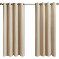 Rideau Occultant Thermiques, 2 Panneaux Rideaux Courts Isolant Anti Froid et Anti Bruit à Oeillets pour Salon, Chambre Enfant ou Adulte, Dressing (132 x 155cm, Beige Écru),de