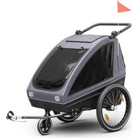 klarfit GoKiddo remolque de bicicleta Remolque/buggy plegable frenos integrados para crecer con 2 niños