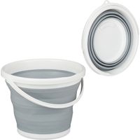 Relaxdays Seau pliable 10 l pour nettoyage de Maison, voiture et camping, gris