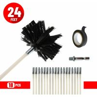 XVX Kit De Ramonage Poêle Pellet Réglable Brosse Nettoyage De Cheminée 100mm Conduits 18 Cannes De Ramonage(24 Pieds) Kit Pour Nettoyage Du Poêle À Granulés Outil Nettoyage Pour Cheminées