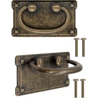 Lot de 2 poignées de tiroir pliantes antiques 95 x 52 mm - Design bronze fer