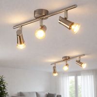 Deckenleuchte Spotleiste Deckenlampe mit beweglichen Spots 3 flammiger Deckenstrahler, Metall chrom nickel matt, 3x GU10 LED warmweiß, LxH 39x11,5cm, 2er Set