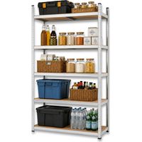 Etagère de Rangement 5 niveaux Bois MDF réglables 90x40xH180cm Rayonnage métal Charge 875kg - Garage Atelier Cellier INTEC