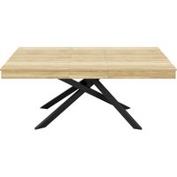Table à manger extensible, 140/18080 cm, pour 6-8 personnes, forme rectangulaire, plateau épaissi, pieds métalliques, style simple, table pour salle à manger, cuisine, salon, coloris chêne