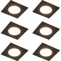QAZQA Ensemble de 6 spots encastrables modernes noirs avec LED à