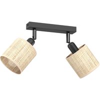 Barre noire 2 spots rotin orientables E14 15W Luminex