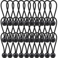 30 Pack Bungee Balls, Black Ball Bungee Heavy Duty Heavyweight Tarp Bungee Cords, Weather Resistant Tie Down Strap 4mm Thickness - for Camping, Tents, Cargo, Holding Wire and Hoses