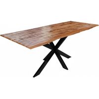 Esstisch Baumkante Massiv Mango naturfarben 160 x 85 schwarz Spider-Gestell DORA