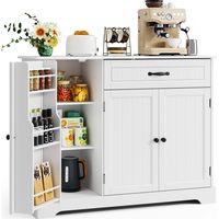 Mueble de Cocina Bealife Aparador Blanco con 3 Puertas 1 Cajón y 4 Estantes Ideal para Cocinas y Comedores 105 x 40 x 85cm
