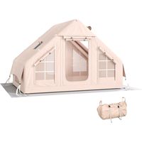 Opblaasbare tent voor 5-8 personen, snel op te zetten, 5000 mm water- en winddicht, met luchtpomp, schoorsteenopening en dakraam.