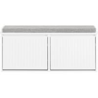 SoBuy Panca da ingresso Scarpiera con cuscino Scarpiera con 4 ripiani Bianco 100x26x46cm FSR98-XL-W