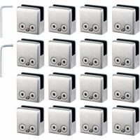 16 PCS Pince Verre 8-10mm en Acier Inoxydable 304 Réglable Angulairement Fixation Miroir Mural, pour Garde-Corps d'Escalier Clôture de Piscine