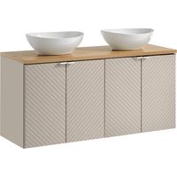 Doppelwaschtisch 120cm 4 Türen Manoa Kaschmir und Holz